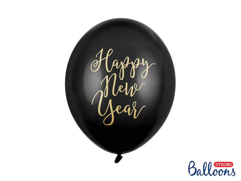 Ballonger 6-pack  "Happy New Year" Pastell Svart
