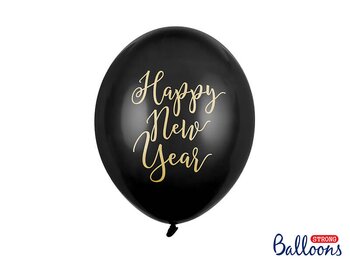 Ballonger 6-pack  "Happy New Year" Pastell Svart