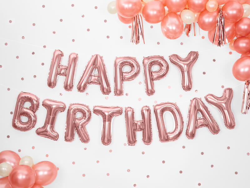 BALLONGGIRLANG | 35cm | HAPPY BIRTHDAY | roséguld - 2