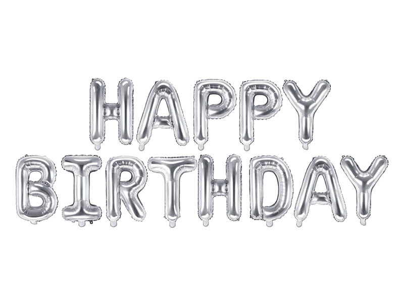 BALLONGGIRLANG | 35cm | HAPPY BIRTHDAY | silver