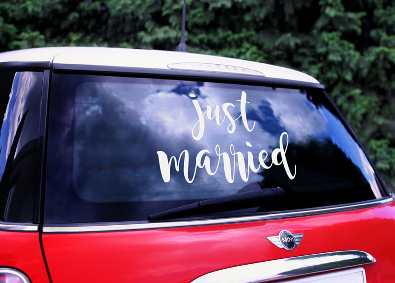 Sticker autocollant voiture Just Married