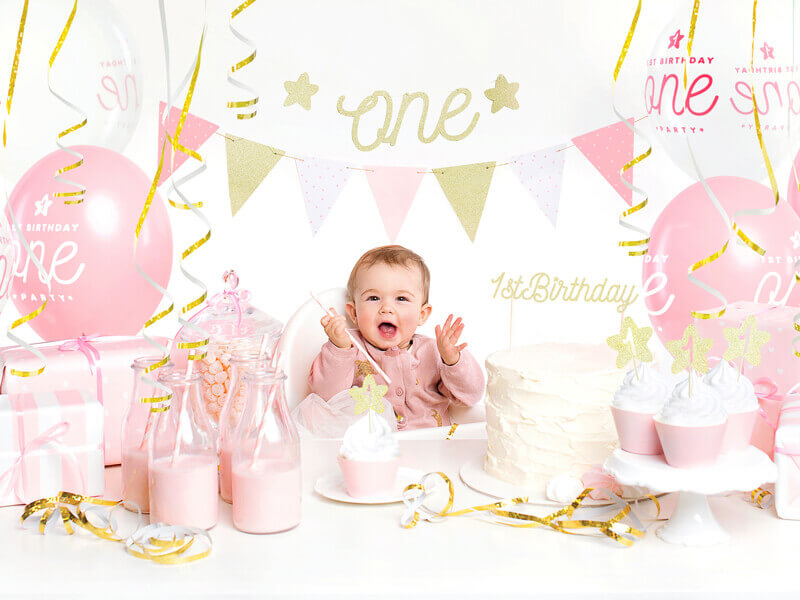 CAKE PICKS | 1st Birthday | stjärna | guldglitter - 3