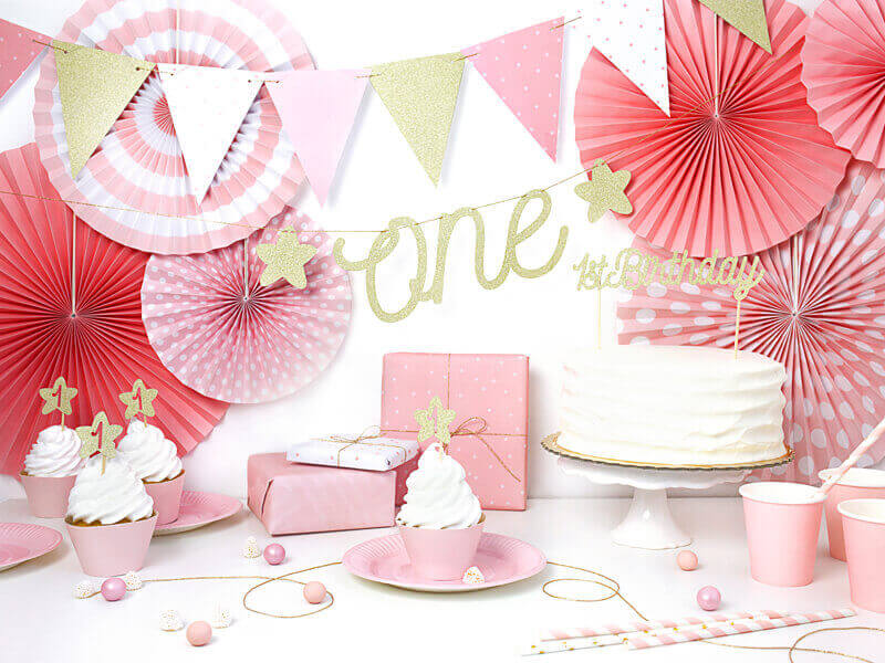 CAKE PICKS | 1st Birthday | stjärna | guldglitter - 4