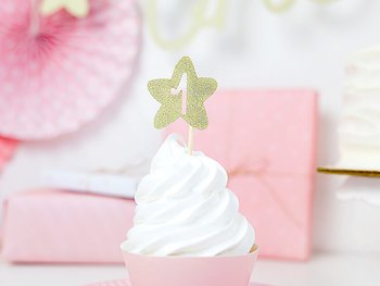 CAKE PICKS | 1st Birthday | stjärna | guldglitter