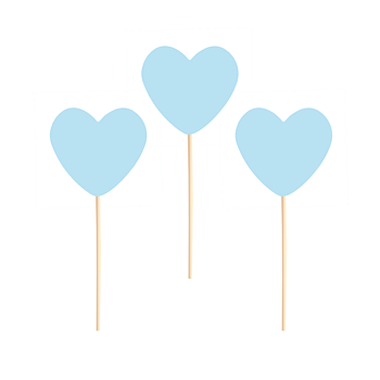 Cake picks Hjärtan Ljusblå 6-pack