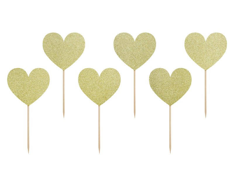 Cake picks Hjärta Guldglitter