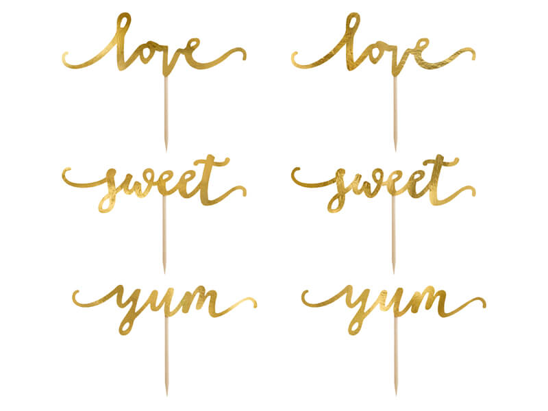 CAKE PICKS | Love-sweet-yum | Guld - 8