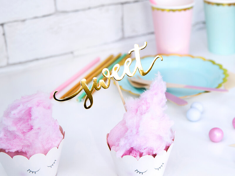 CAKE PICKS | Love-sweet-yum | Guld - 4