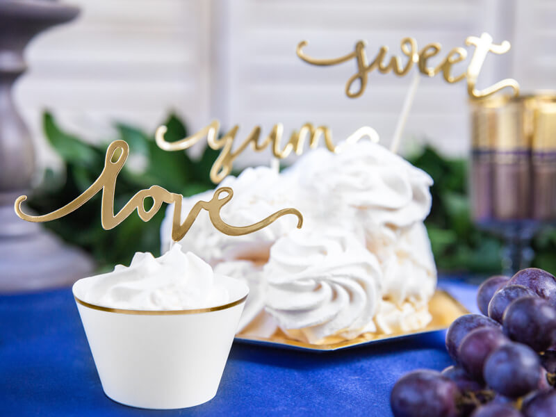CAKE PICKS | Love-sweet-yum | Guld