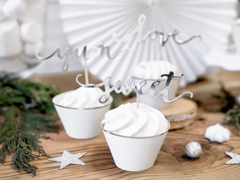 CAKE PICKS | Love-sweet-yum | Silver