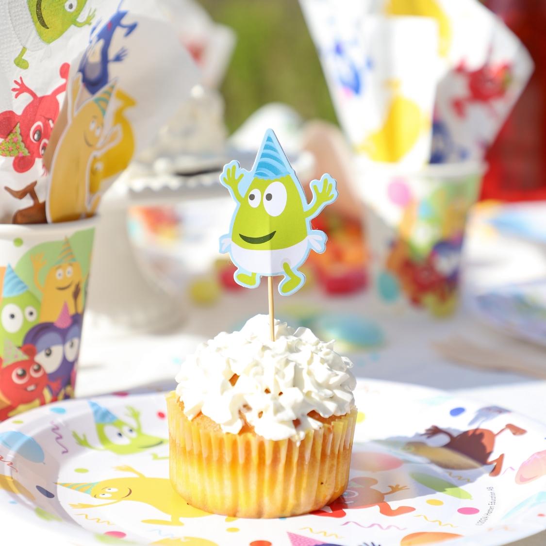 Babblarna cake picks dekoration på muffins till Babblarna kalas