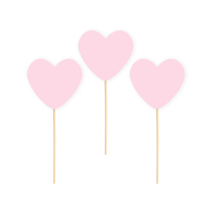 Cake picks Hjärtan rosa 6-pack
