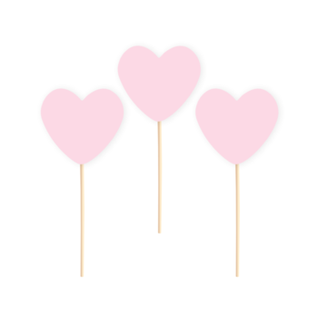 Cake picks Hjärtan rosa 6-pack