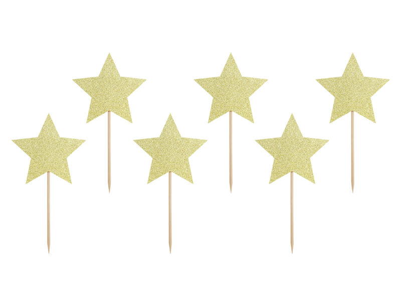CAKE PICKS | stjärnor | guldglitter