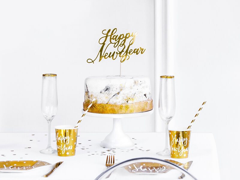 Tårtdekoration "Happy New Year" Guld - 4