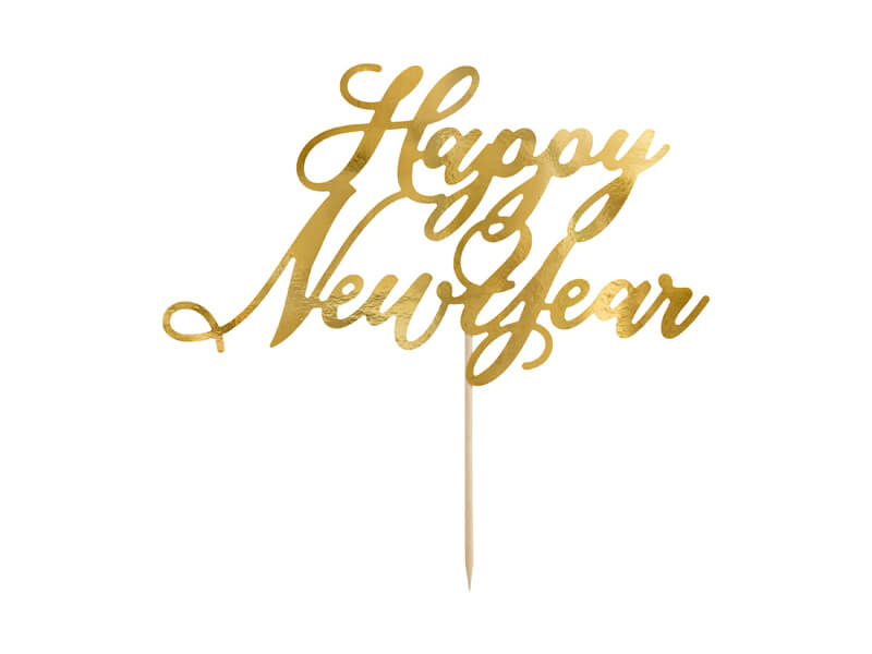 Tårtdekoration "Happy New Year" Guld - 2