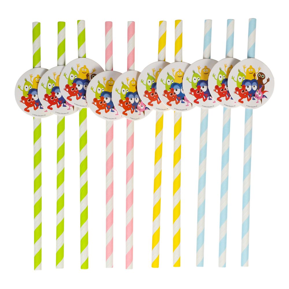 Babblarna papperssugrör 10-pack i olika färger till Babblarna kalas och barnkalas