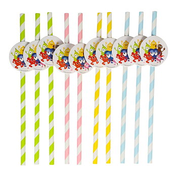 Babblarna papperssugrör 10-pack i olika färger till Babblarna kalas och barnkalas