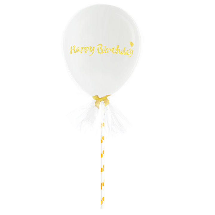 Cake topper Miniballong Tyll Vit