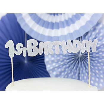 CAKE TOPPER | 1st Birthday | silver