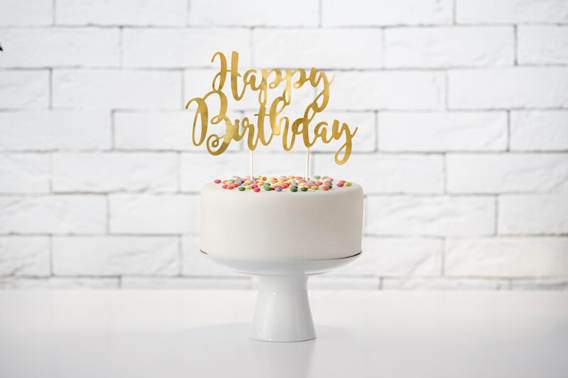 TÅRTDEKORATION | Happy Birthday | metallic guld