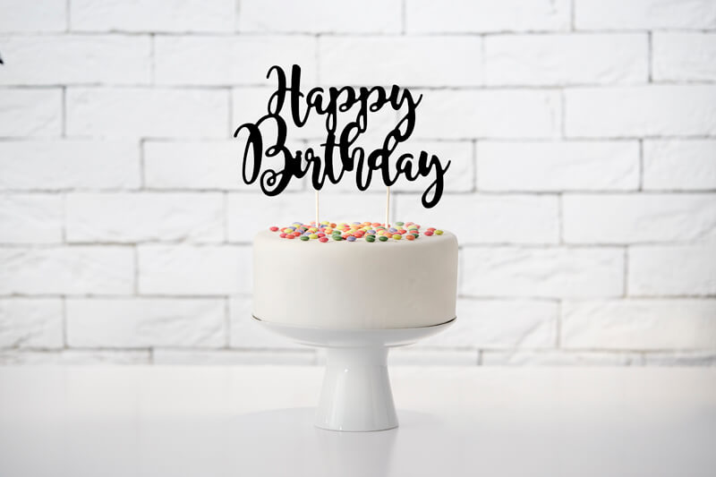 TÅRTDEKORATION | Happy Birthday | svart