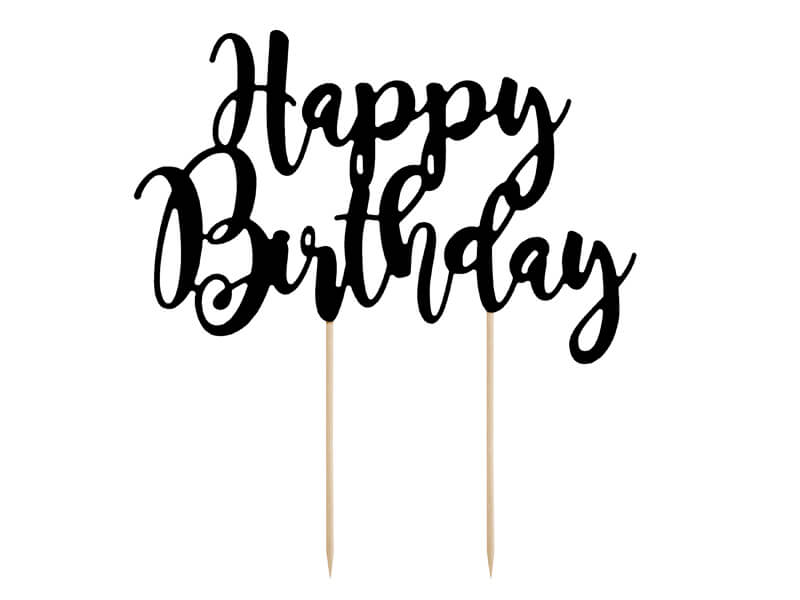 TÅRTDEKORATION | Happy Birthday | svart - 2