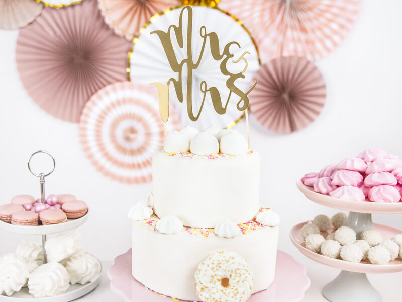 TÅRTDEKORATION | Mr & Mrs | metallic guld - 3