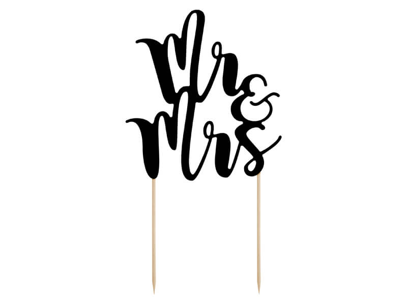 TÅRTDEKORATION | Mr & Mrs | metallic svart - 2