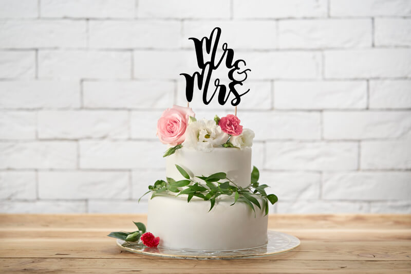 TÅRTDEKORATION | Mr & Mrs | metallic svart