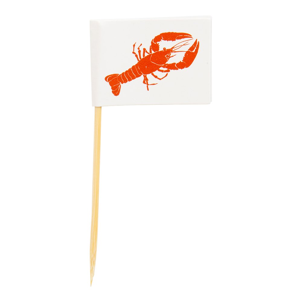 Cocktailflagga med röd kräfta till kräftskiva