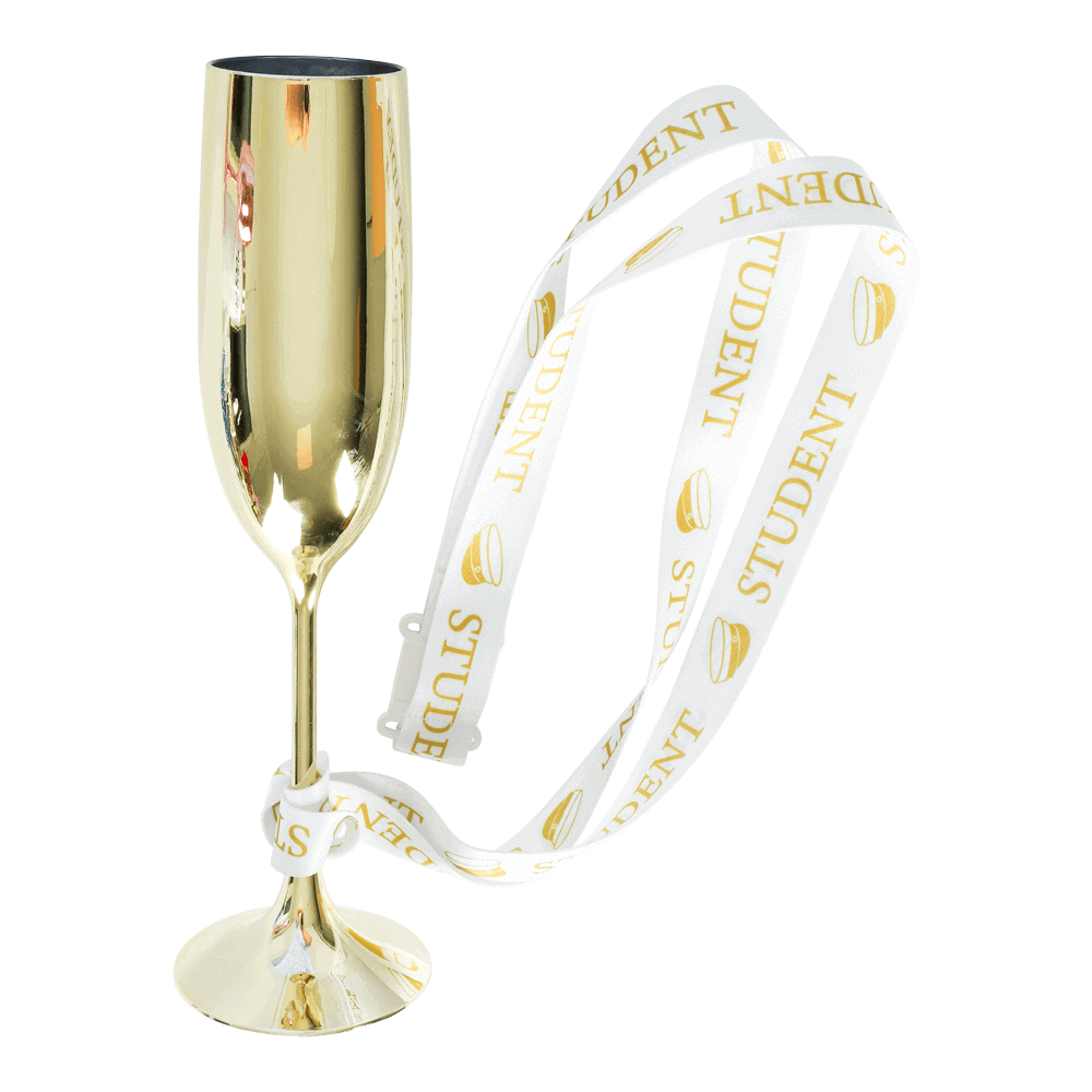 Champagneglas Student  med Guld Band