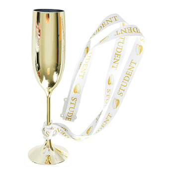 Champagneglas Student  med Guld Band