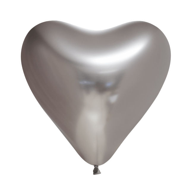 Ballonger Hjärta Silver chrome