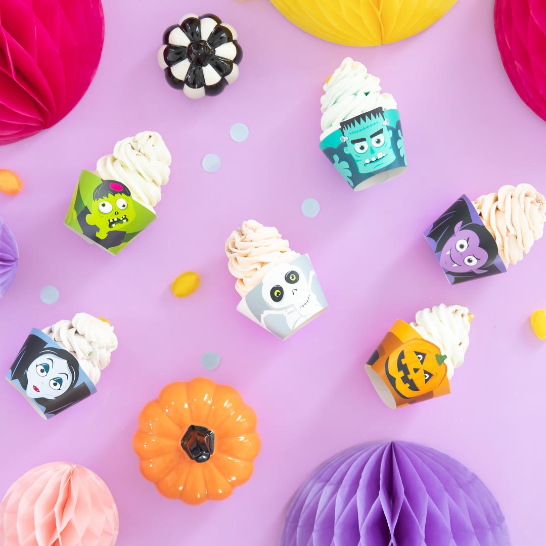 Cupcakes med Monsters muffinsformar till Halloweenkalas och barnkalas