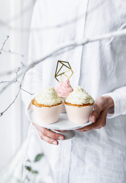Cupcake wrappers Ljusrosa Guldkant - 4