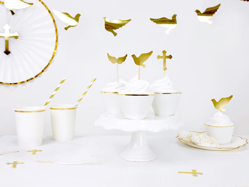 Cupcake wrappers Vit Guldkant - 6