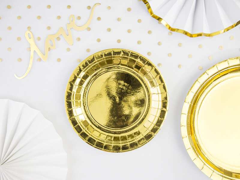 Papptallrikar 18 cm Metallic guld