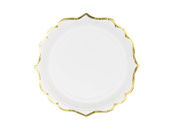 Papptallrikar Vita med guldkant 18 cm