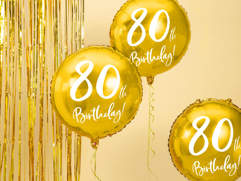 Folieballong 80 årsfest Guld