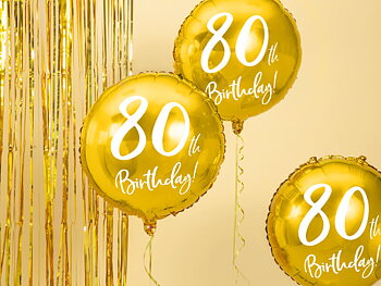 Folieballong 80 årsfest Guld