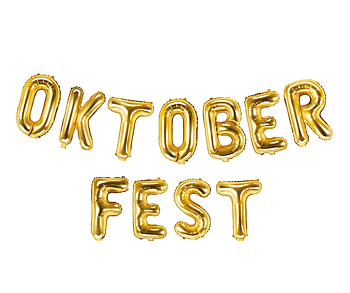 Ballonggirlang Oktoberfest i guld och silver med texten Oktoberfest