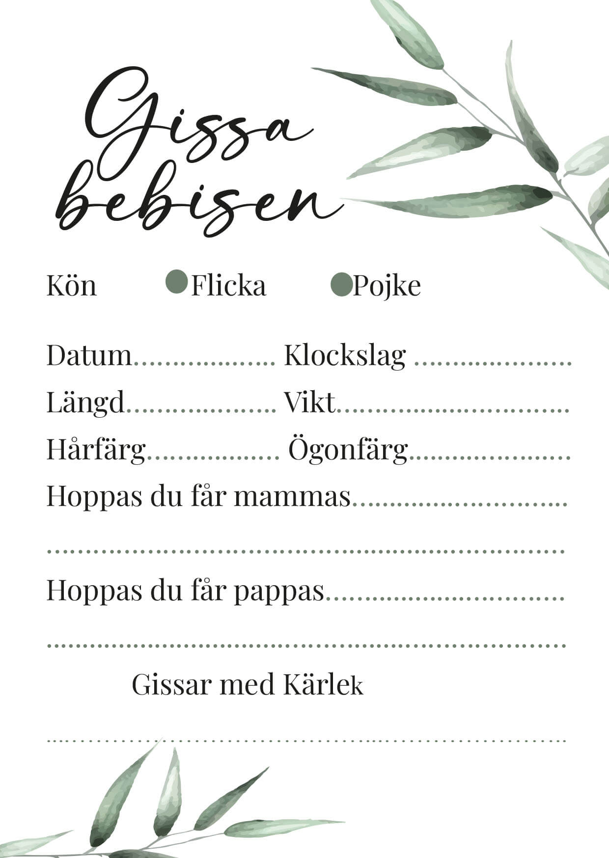 Gissa Bebisen Babyshower Lek Med Kort My Special Day Gissa Bebisen Babyshower Lek Med Kort My Special Day