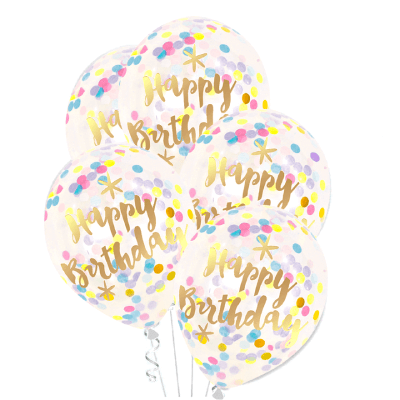 Konfettiballonger Regnbåge Happy Birthday