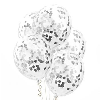 Konfettiballonger 5-pack silver