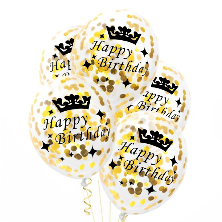 Konfettiballonger Happy Birthday Guld