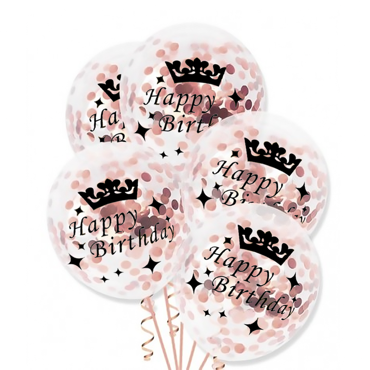 Konfettiballonger Happy Birthday Roséguld