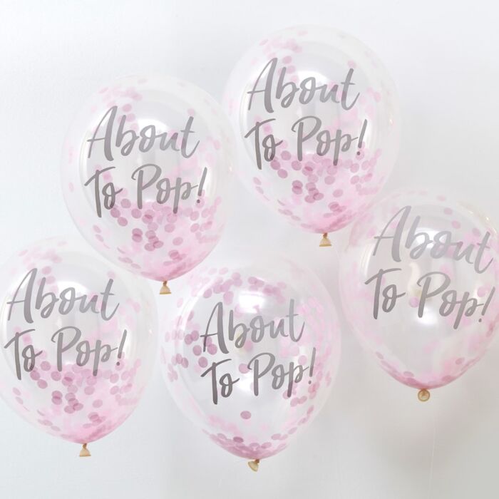 Konfettiballonger 5-pack About to pop! Rosa - 2