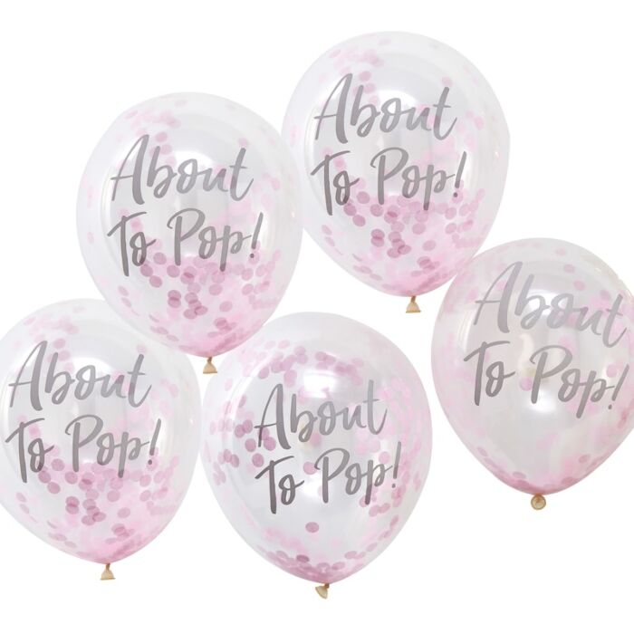 Konfettiballonger 5-pack About to pop! Rosa