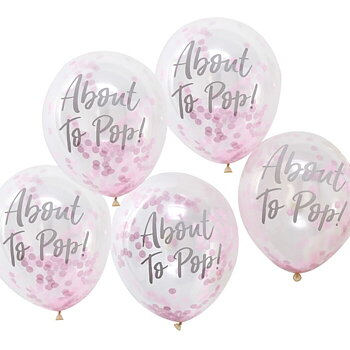 Konfettiballonger 5-pack About to pop! Rosa